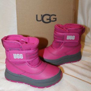 NIB UGG TODDLER WINTER LEATHER SHEARLING LINED BOOTS FUSCHIA‎ PINK